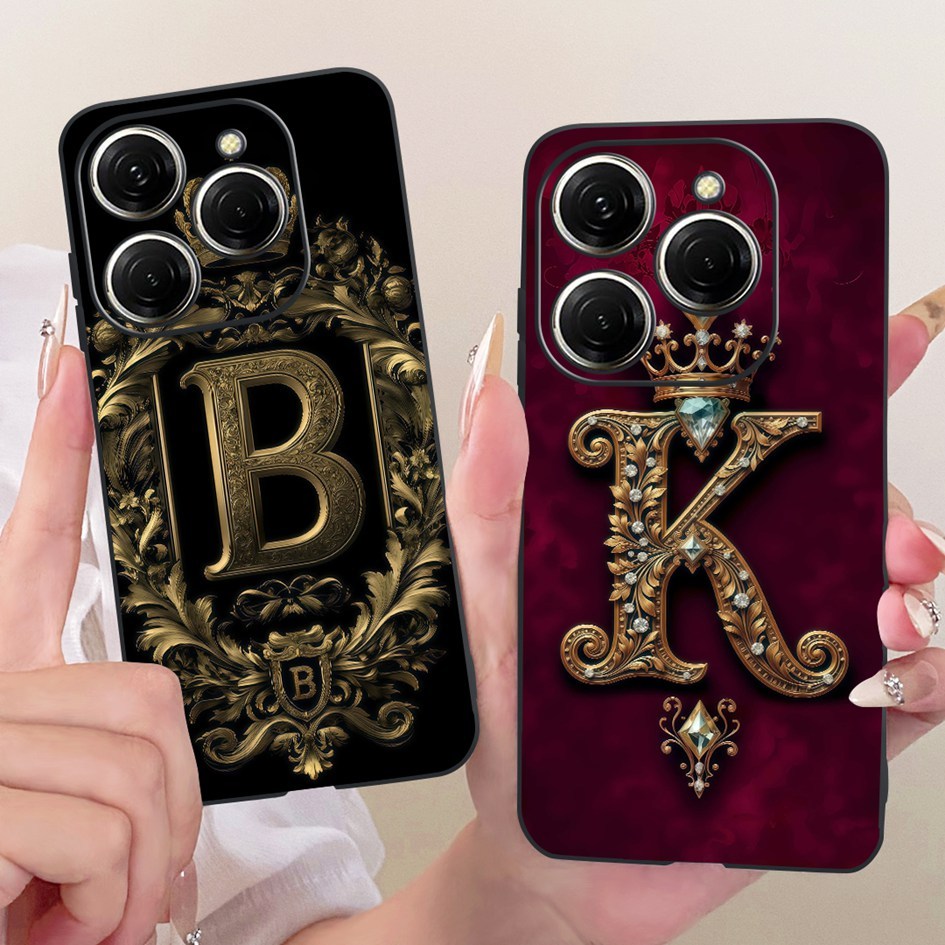 Dành Cho Tecno Spark 20 Pro KJ6 Ốp Lưng Vương Miện Sang Trọng Chữ Silicon Mềm TPU Ốp Lưng Cho Tecno 