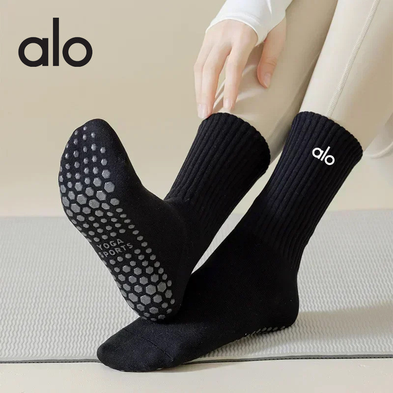 alo yoga Yoga socks, mid-length non-slip cotton socks for indoor dance and fitness, professional non