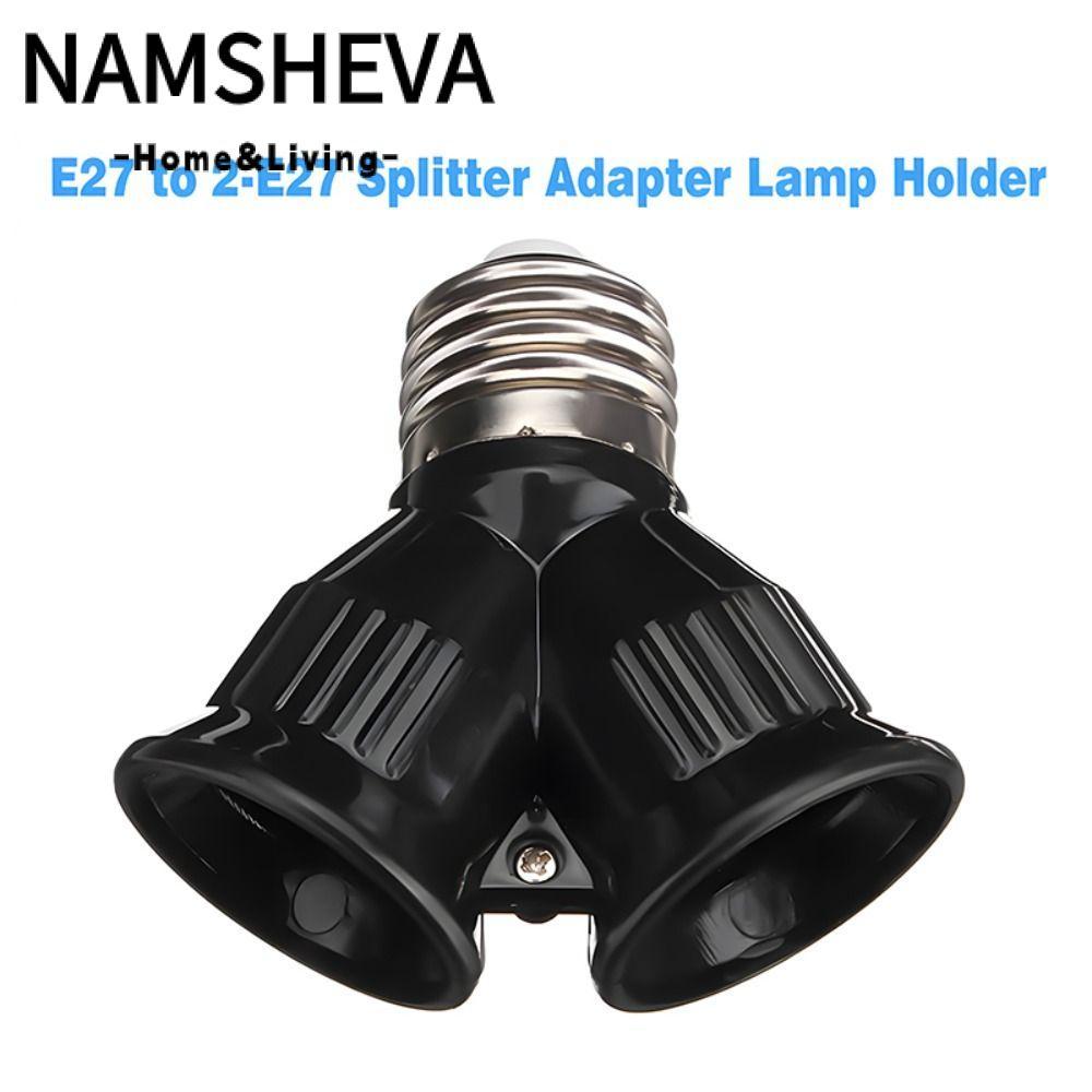 NAMSHEVA E27 TO 2E27, Ổ cắm bóng đèn PC E27 màu đen, cặp song sinh bền bỉ với bộ chuyển đổi đế đèn L