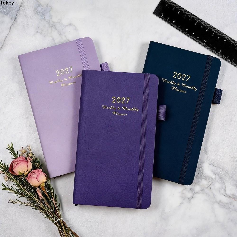TOKEY 2027 Planner Notebook, Elastic Band Ribbon Bookmark Weekly Planner, Pen Loop Leather Planner, 