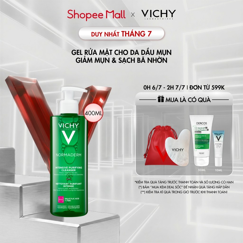 Sữa rửa mặt dạng gel làm sạch sâu giảm bã nhờn Vichy Normaderm Phytosolution