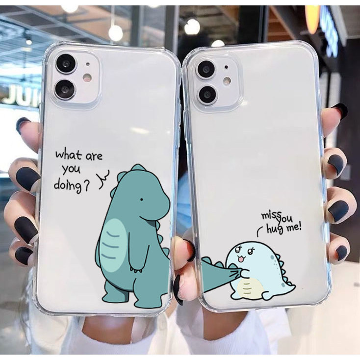 Ốp Cho Iphone 17e 17 16 16e 15 14 13 12 11 Pro Max Cặp Đôi Khủng Long Ốp Lưng Hoạt Hình Dễ Thương Gấ