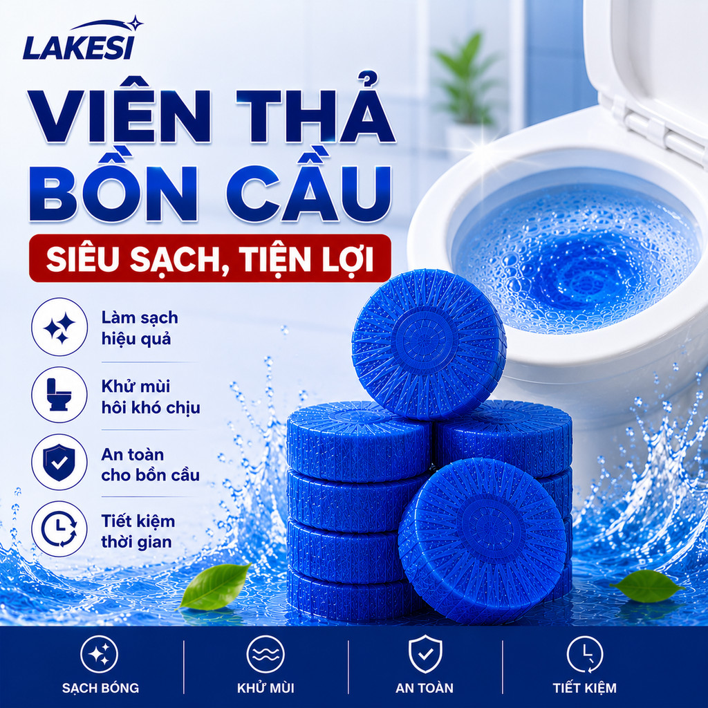 LAKESI Combo 10 Viên Thả Bồn Cầu Tẩy Rửa Khử Mùi Toilet