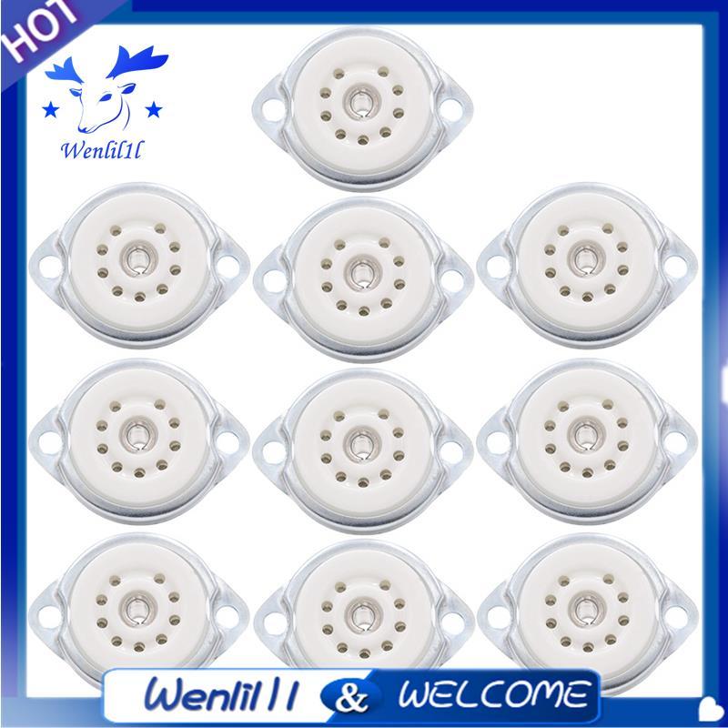 Khung Xe Gắn 9pin Gốm Chân Không Ống Ổ Cắm 10 Chiếc Cho 12AX7 ECC82 6922 EL84 6DJ8 12AU7 12AT7 Đàn G