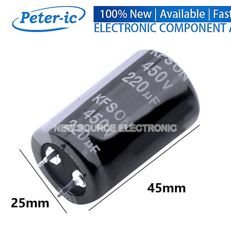 (1 Cái) 450V 220uF D25xL40mm 0,99x1,58in KN221M45025 * 40A Tụ Điện Điện Phân Nhôm Snap-In
