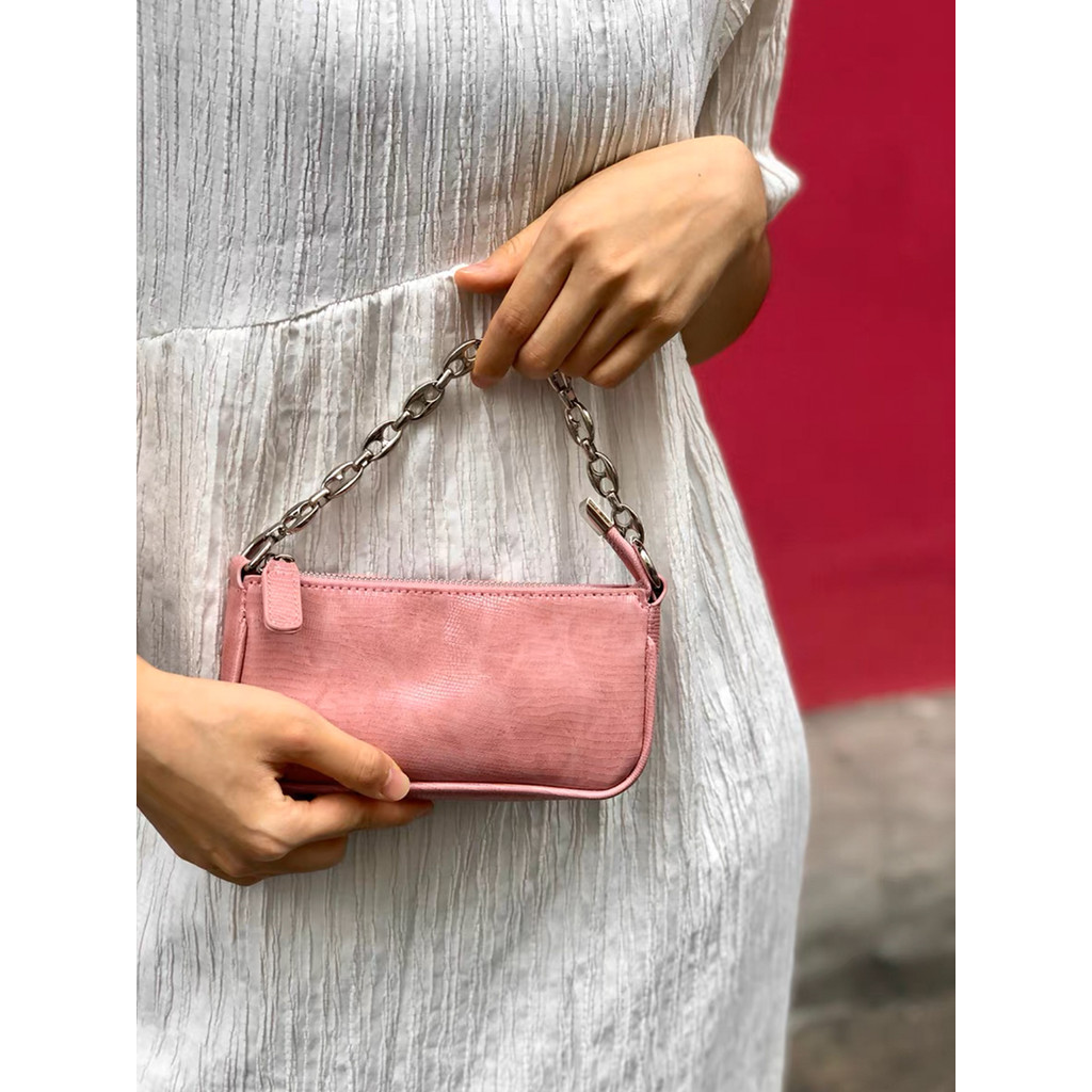 Túi Nữ 2024 Phong Cách Mới Túi Lằn Họa Tiết Mini Dây Xích Baguette Túi Nách Nữ Messenger Di Động Túi