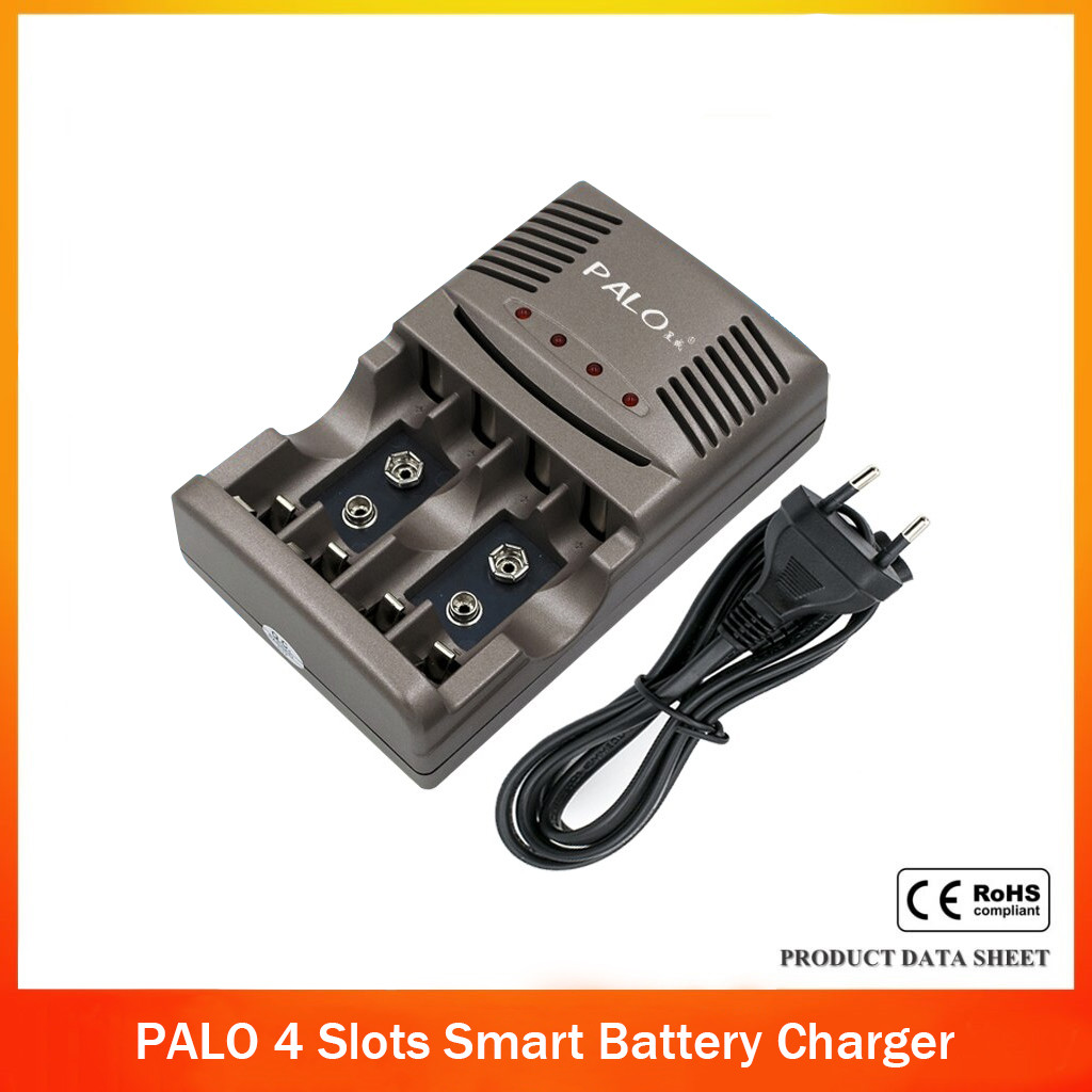 PALO 4 Slots Smart Battery Charger For AA / AAA / 9V NiCd NiMh Batteries