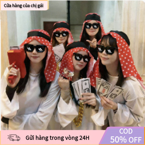 [COD] Set cosplay đại gia Dubai 3 món: áo vest, kính, dây chuyền vàng
