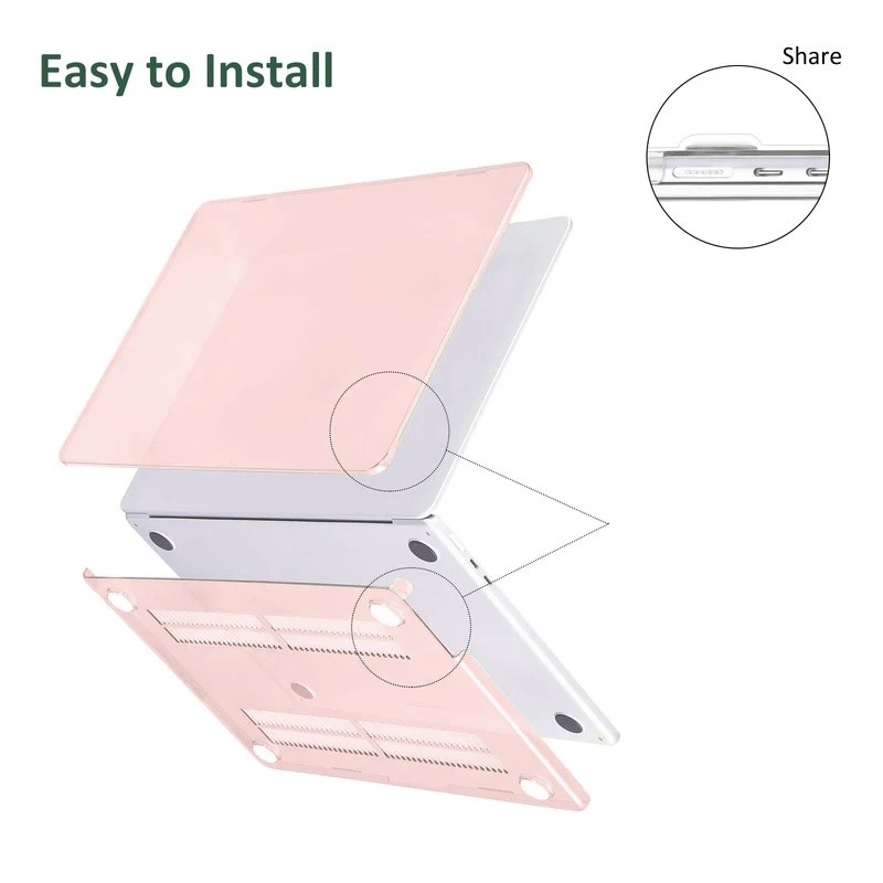 Ốp điện thoại màu hồng mờ cứng bằng nhựa EooCoo cho Macbook Air 13 (M4 M3 M2 M1) cho Macbook Air 15 
