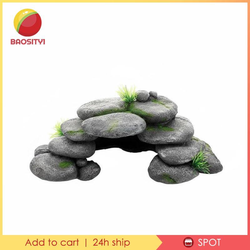 Nhựa Rock Cave Aquatic Pet Hideout Hang Xếp Chồng Sỏi Trang Trí Không Cạnh Thủy Sinh Môi Trường Sống