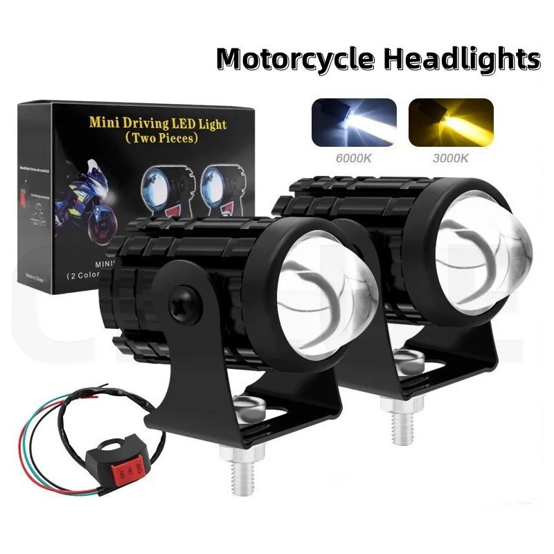 (2 Pcs) Mini Driving Lights with Warranty, Waterproof, High Low Yellow / White LED Headlights
