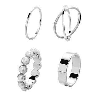 set nhẫn 4 chiếc phong cách retro unisex
