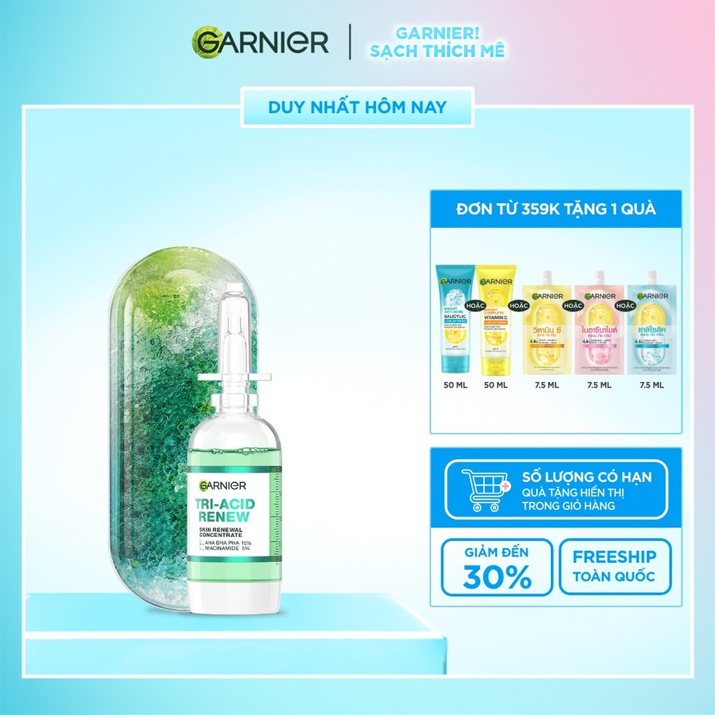 Serum Tri-Acid Garnier thế hệ mới 15% [PHA,AHA BHA ,NIACINAMIDE] giúp da trông sáng hơn láng hơn khỏ