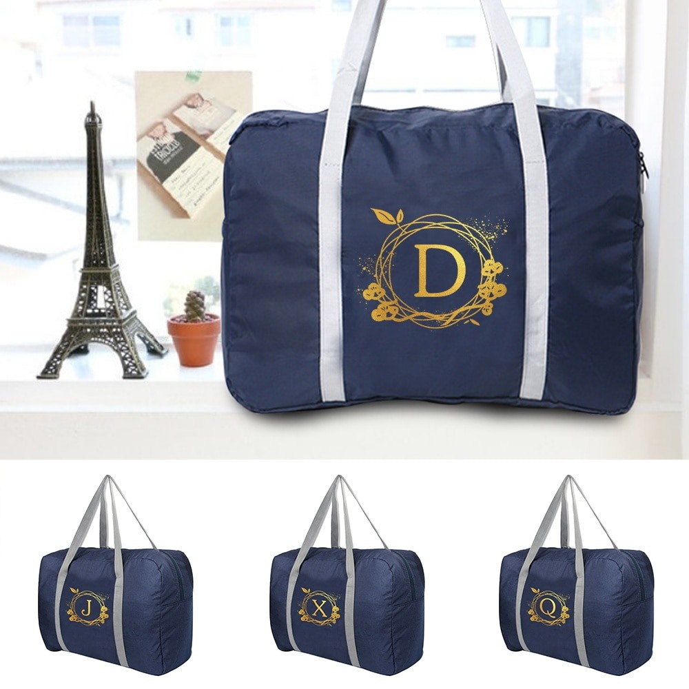 Travel Bag Nylon Foldable  Unisex Clothes Organizers Large Capacity Duffle Bag Wreath Printed Women 