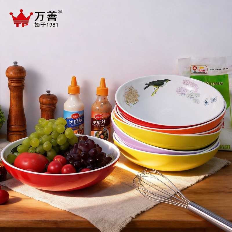 Melamine Dày Hộ Gia Đình Nướng Mì Lưu Vực Bánh Trứng Ăn Salad Mì Ăn Liền Bát Bộ Đồ Ăn Nhà Bếp Bát Sa