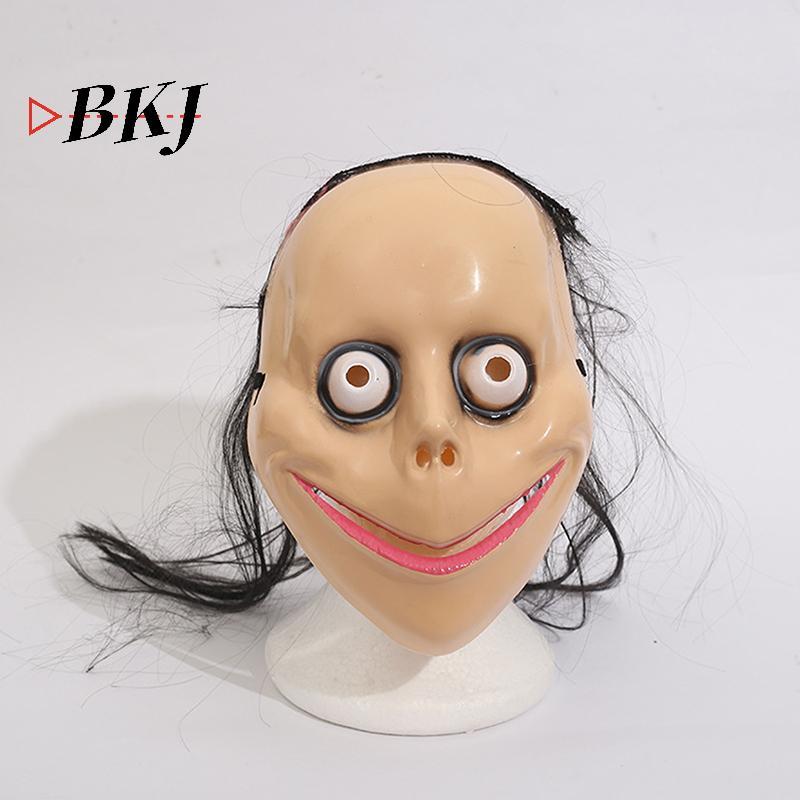 [KJ] Mặt nạ kinh dị Halloween mới với mái tóc dài Mặt nạ ngộ nghĩnh Hình chữ V Mặt nạ miệng nữ Mặt n