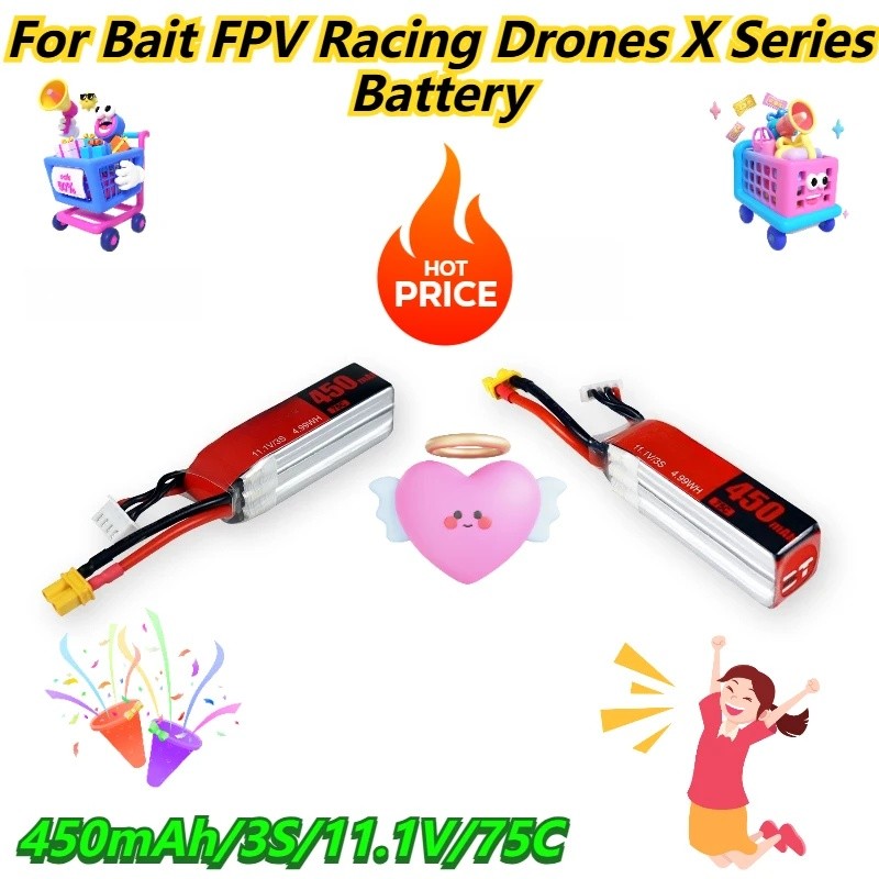 450mAh / 3S / 11.1V / 75C Cho Pin Mồi FPV Racing Drones X Series