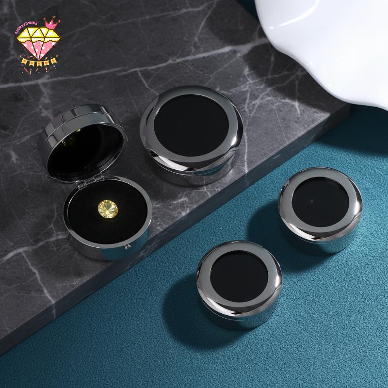 [DIAMONDWIND] Hộp trưng bày đá quý tròn SStore Trang sức Lưu trữ đá Kim loại Hộp đựng quà tặng Paagi