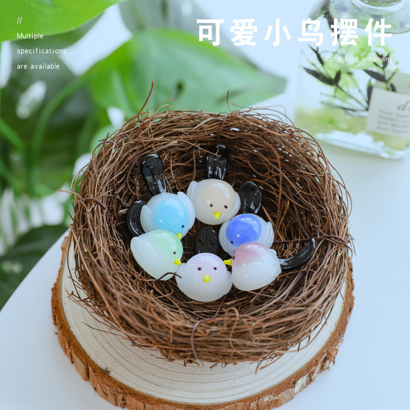 Preferred#Creative Cute Bird Pen Holder Desktop Glass Ornament Living Room Desk Home Decor Colorful 