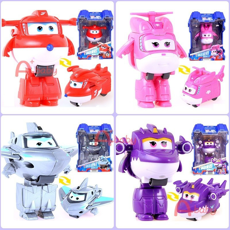 [A + baby] Trẻ em MINI Super Wings Auldey Đồ chơi Nhân vật hành động Robot Biến hình Jett Dizzy Sinh