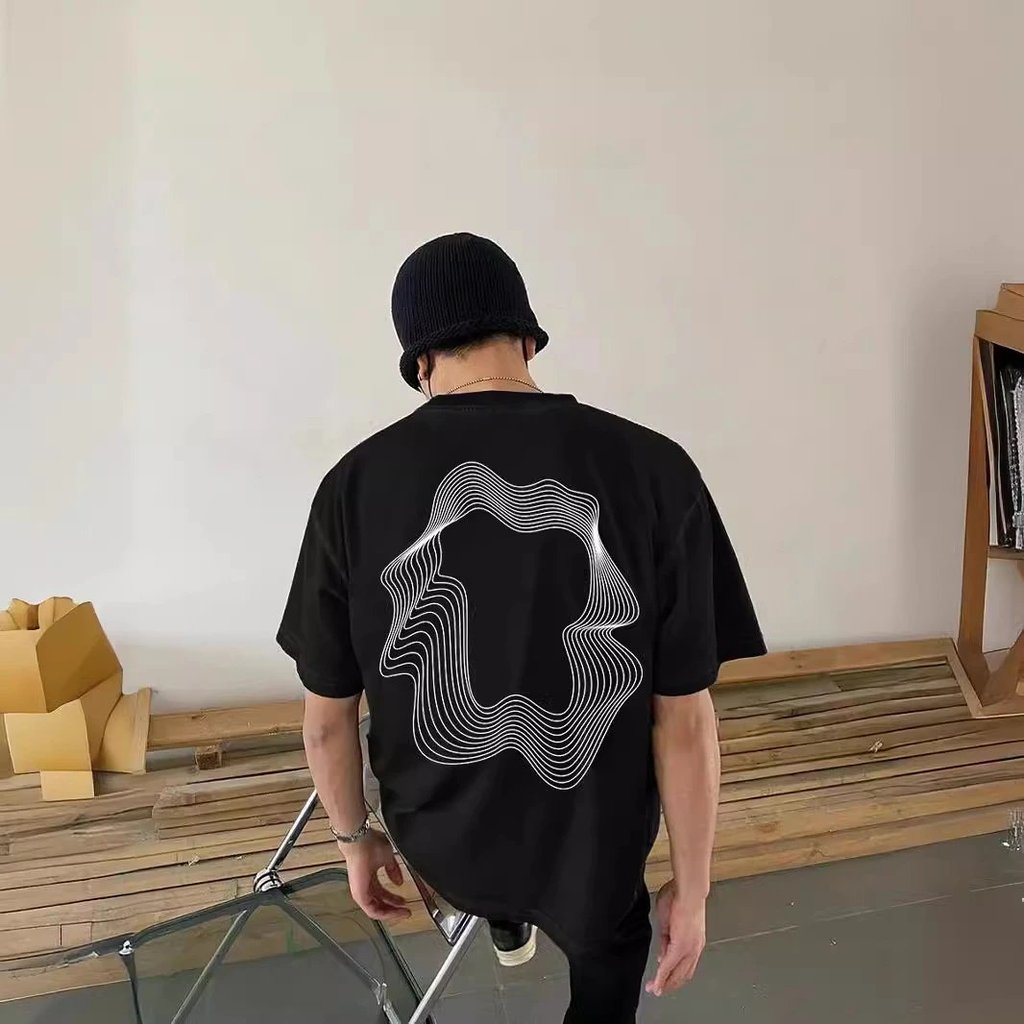 WE11DONETRACK Niche Street Wear Line In Hình Áo Thun Nữ Mùa Hè Rời Cặp Đôi Top Tay Ngắn ins