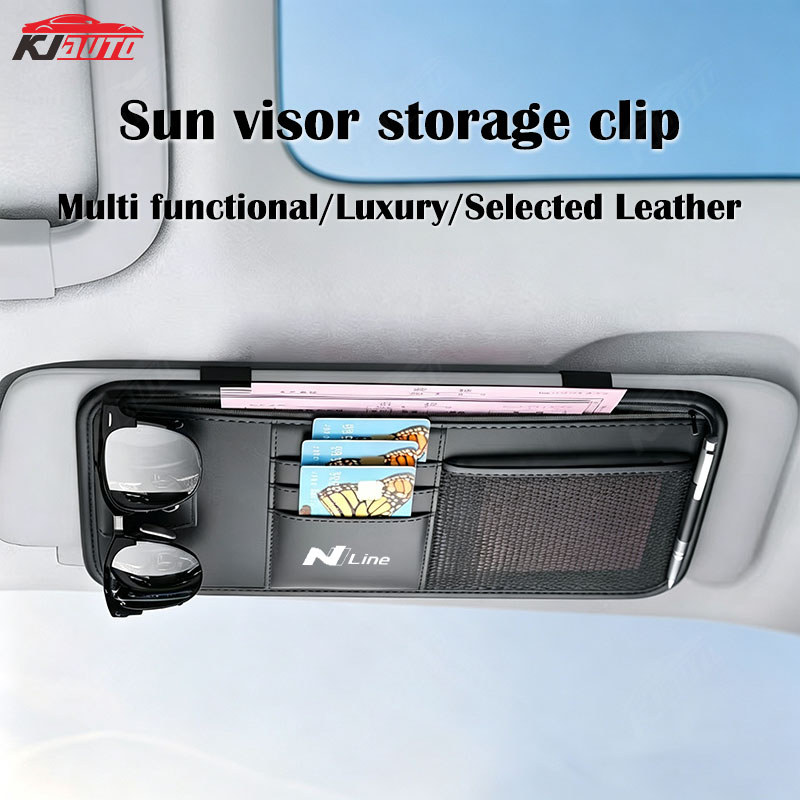 Kẹp thẻ che nắng đa chức năng Hyundai Nline Nline Hộp đựng bằng da sang trọng Túi đa năng