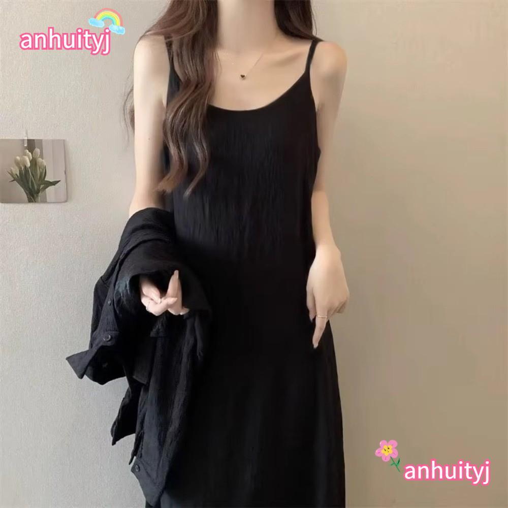Đầm maxi ANHUITYJ Cami, Đầm dáng rộng vừa vặn kiểu Pháp, Đầm maxi dài tay thời trang không tay dài k