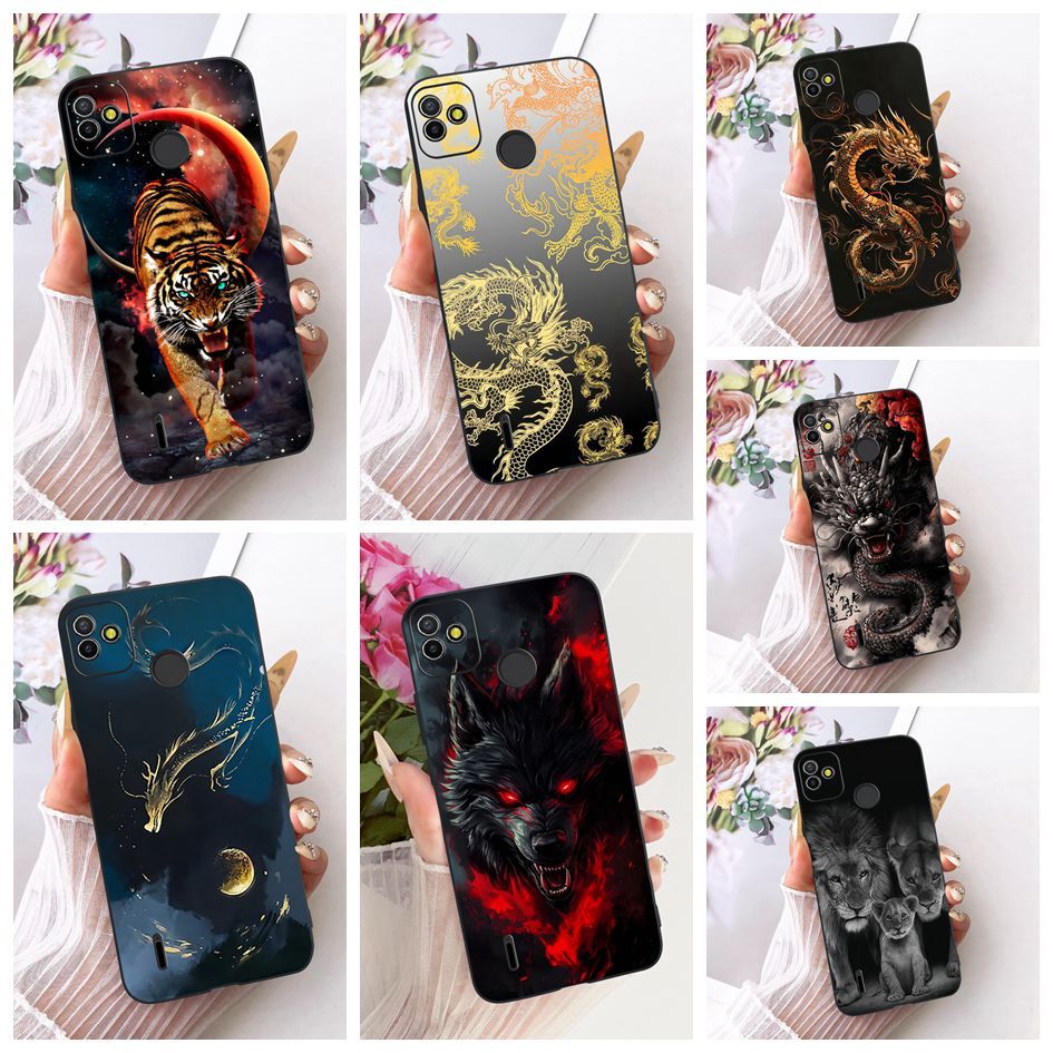 Dành Cho Tecno Pop 5 Vỏ BD2 BD2p BD3 BD1 BD2d Cool Dragon Tiger Wolf Lion Painted Vỏ Silicon Mềm Cho