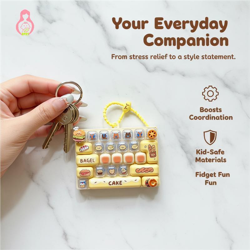 [DPGT] 26 Key Cli Burger Bagel Fidget Toy 1 Cái Dễ Thương Mềm Áp Lực Móc Khóa Mini Di Động Giảm Căng
