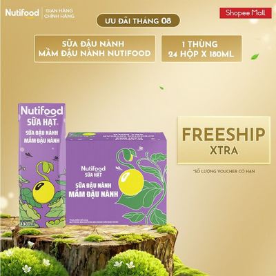 [DEAL SỐC 06 - 07.07] Thùng 24 Hộp Sữa Đậu Nành Mầm Đậu Nành Nutifood Sữa Hạt 180ml