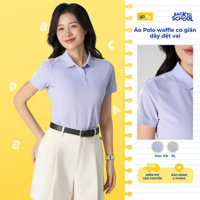 Áo polo nữ Yody phối dây dệt vai Waffle Chạm Mát Lạnh Cho Hè Thoải Mái WAPO25S009