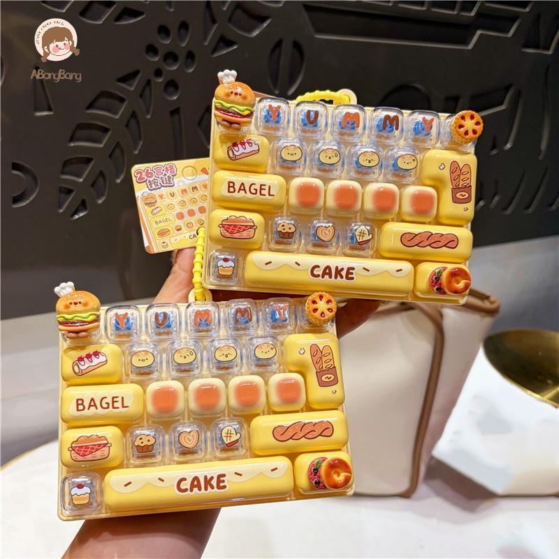 ABongBang Mini Burger Bagel Dpression Fidget Đồ Chơi 1 Cái 26 Chìa Khóa Cli Nút Móc Khóa Dễ Thương G