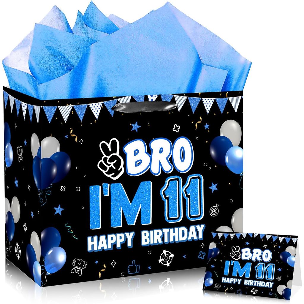 Túi Quà Sinh Nhật JORHANCE 11th Kèm Khăn Giấy Và Thẻ - Túi Giấy Gói Quà Lớn Cho Bruh Bro Tôi 11 Món 