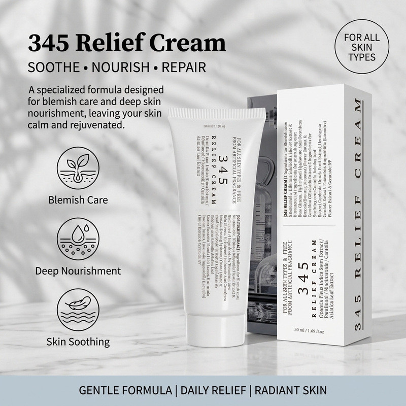 Bán chạy 345 RELIEF CREAM345 Kem làm dịu cải thiện độ đỏ Rào cản Kem dưỡng ẩm hư tổn