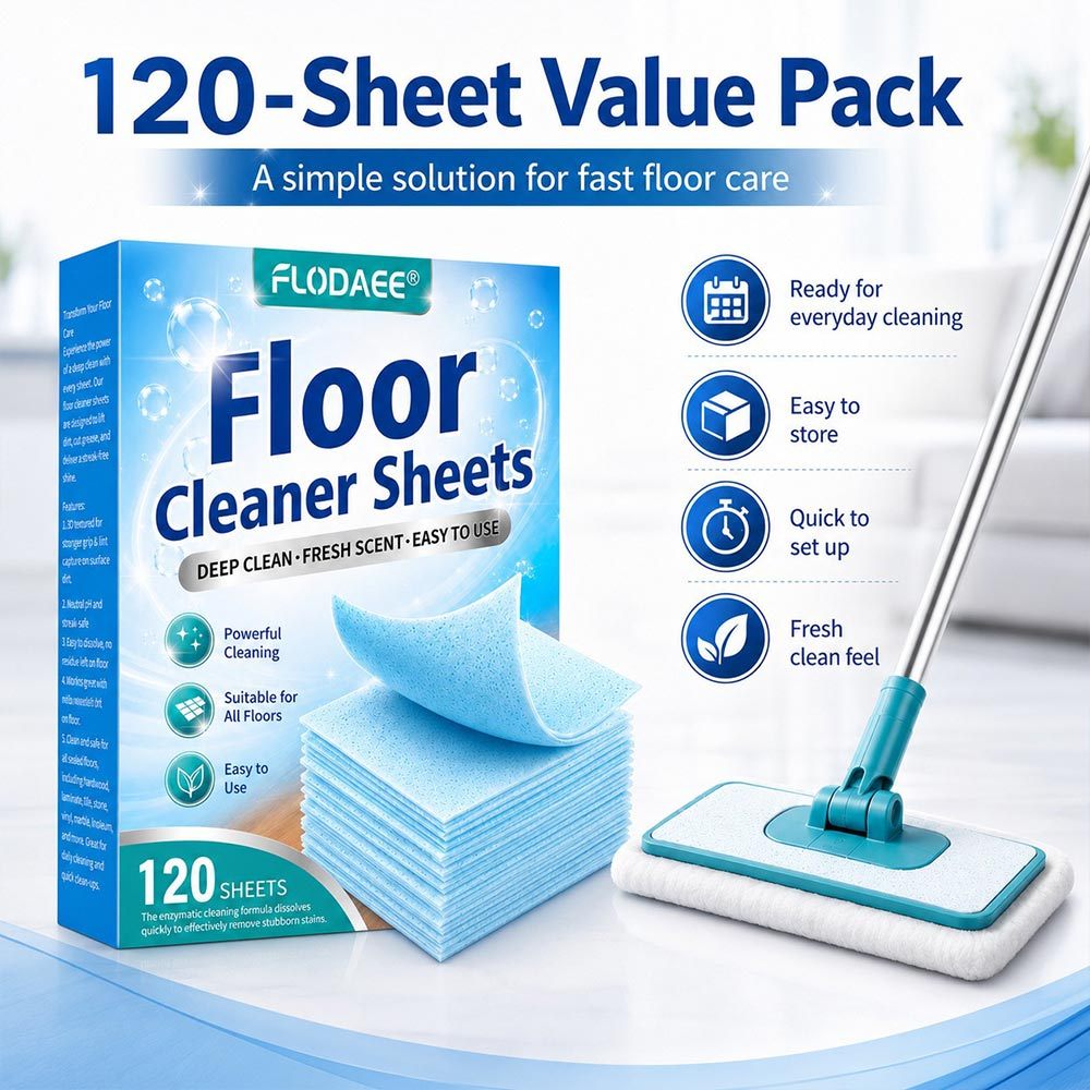 FLODAEE 120 Sheets Floor Cleaner Sheets Deep Cleansing Fresh Scent For Daily Home Multi‑surface Floo