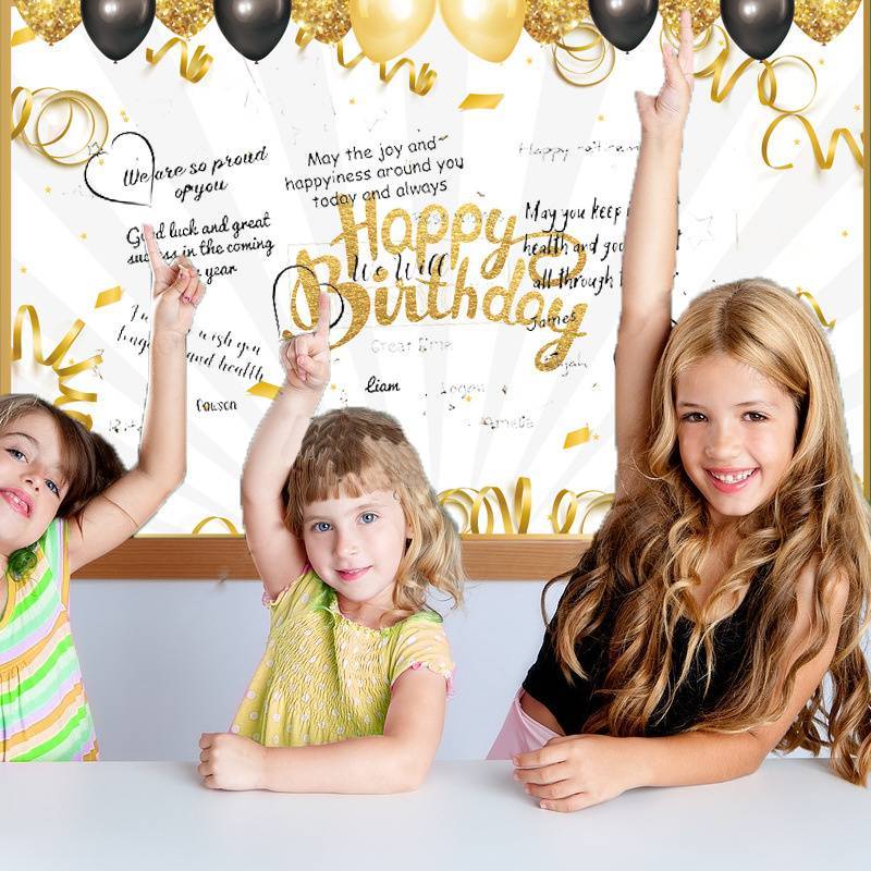 [Pretty ggirl] New Happy Birthday Gold Giant Birthday Guestbook Messagememorative Card [mới]