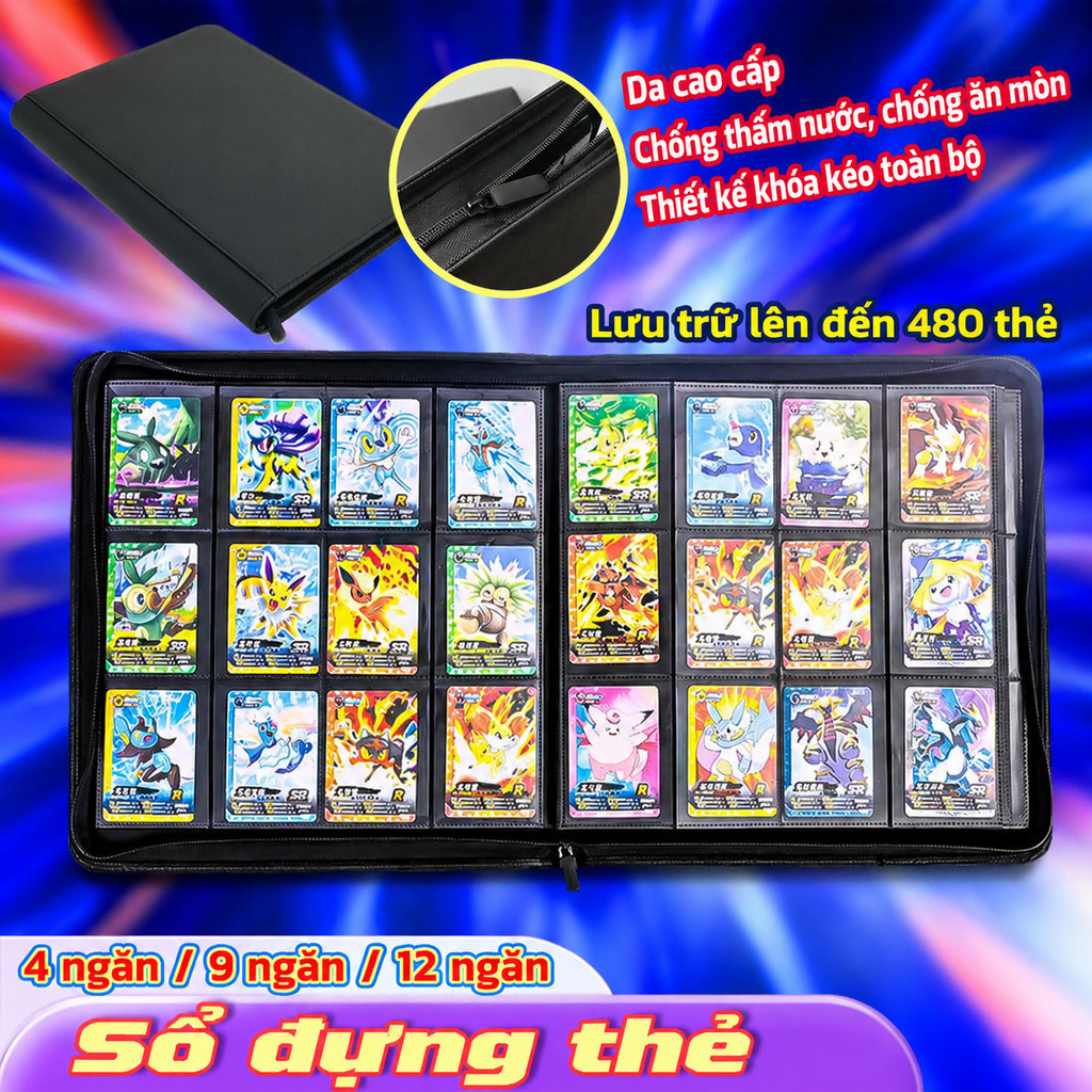 📖Sổ đựng card khóa kéo PU, Album đựng card sưu tập, Binder thẻ bài Pokemon Yugioh Card Game cao cấp 