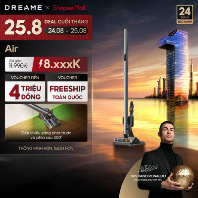 Dreame Air Máy hút bụi cầm tay không dây | thiết kế siêu mỏng nhẹ | xoay điều hướng linh hoạt 360° | BH 24 tháng