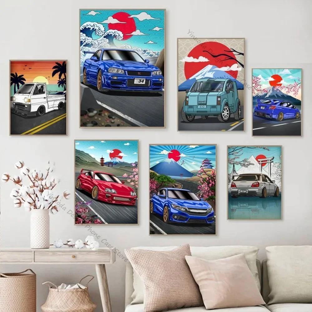 Pc City Street Car Racing Neon Poster Chất Lượng Cao Vintage In Hình Cho Nhà Thanh Cafe Trang Trí Th
