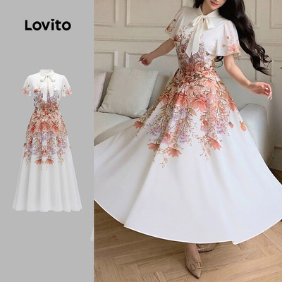 Lovito Mẫu váy thanh lịch có dây buộc, váy mùa xuân/hè cho nữ LK3LD408
