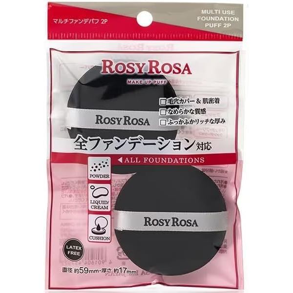 "ROSYROSA Multi Foundation Puff 2P - Universal Makeup Sponge for All Foundations, Pore Coverage & Sk