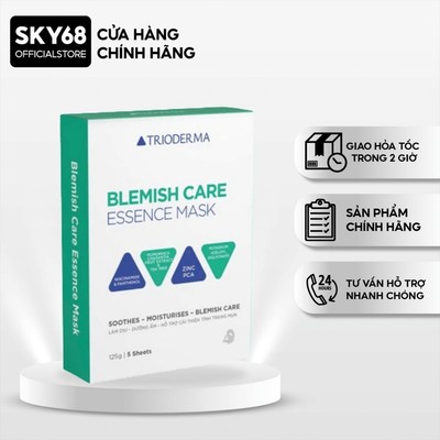 Hộp 10 Mặt Nạ Sợi Khổ Qua & Tinh Chất Tràm Trà Hỗ Trợ Giảm Thâm Mụn, Dưỡng Ẩm Và Làm Dịu Da Trioderma Blemish Mask 25g