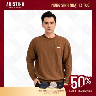 Áo Nỉ Sweatshirt Nam cổ tròn, vải nỉ mặt dệt Họa Tiết Aristino Casual Fit ASW023BS0