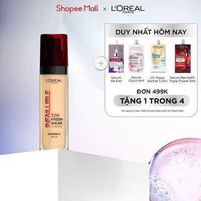 Kem nền che phủ bất bại 32H, tự nhiên như da thật L’Oréal Paris Infaillible 32H Foundation Vitamin C SPF 25 30Ml