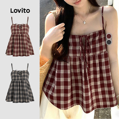 Áo nữ Lovito xuân hè lai bèo xếp nếp buộc phía trước phong cách thường ngày LK6ED143