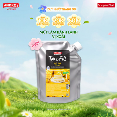Mứt Làm Bánh Lạnh Vị Xoài - Có miếng trái cây thật - ANDROS Top & Fill - Nguyên liệu làm bánh - 900G