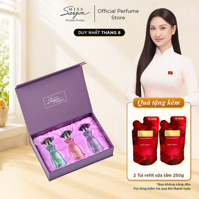 Bộ Sưu Tập Nước Hoa Nữ Thơm Lâu Miss Saigon Elegance - Pure Harmony (3 chai x 15ml)