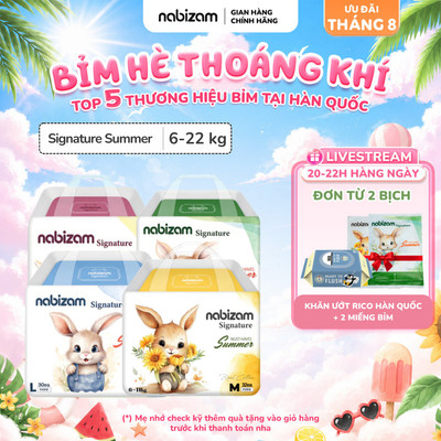 Combo 3 Bịch Tã/Bỉm Đêm NABIZAM Signature Summer Nội Địa Hàn, Mỏng Mềm, Thoáng Khí, Siêu Thấm Hút Cho Bé 8-22kg