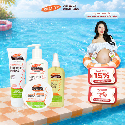 [Chính hãng] COMBO Trọn Bộ hỗ trợ ngăn ngừa và làm mờ rạn da toàn thai kỳ Palmer's (Lotion, Kem, Bơ, Dầu khô ngứa)