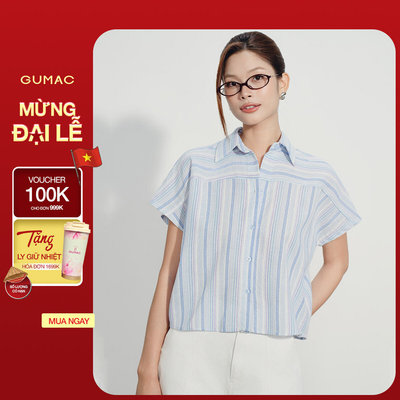 Áo Sơ Mi Nữ GUMAC Form Boxy Tay Cánh Dơi Rã Ngang Ngực Lai Ngang Phong Cách Hiện Đại Năng Động LAG08036